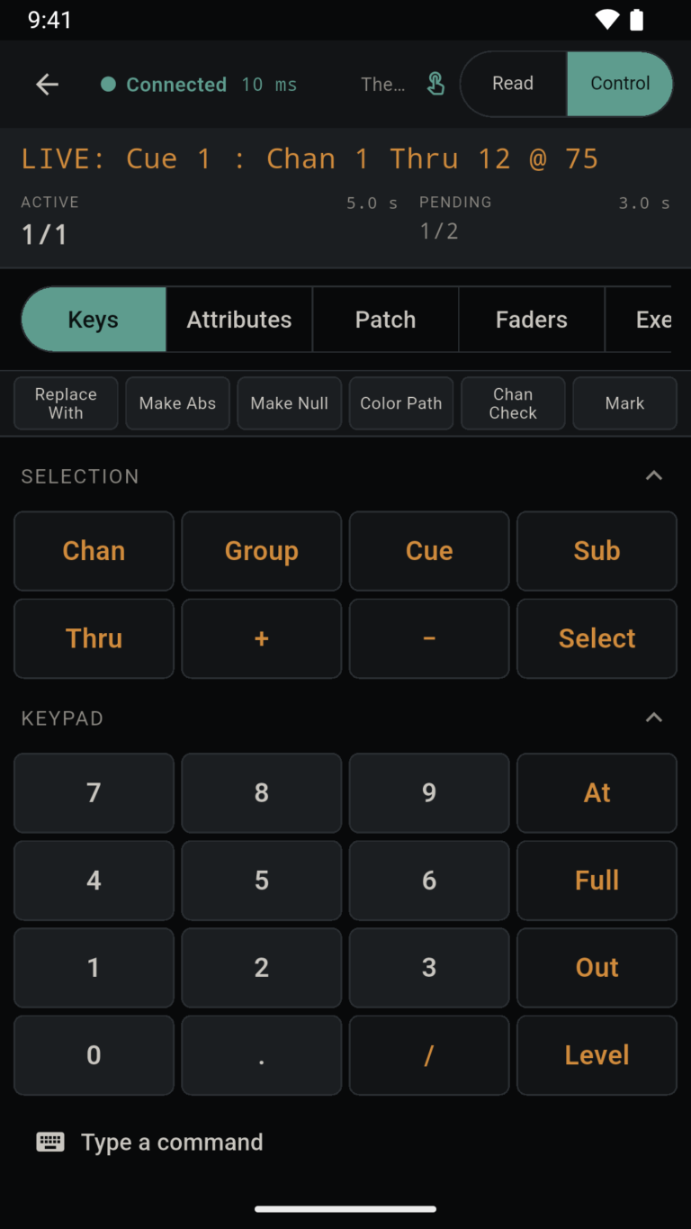 Eos · keypad and channels · Android