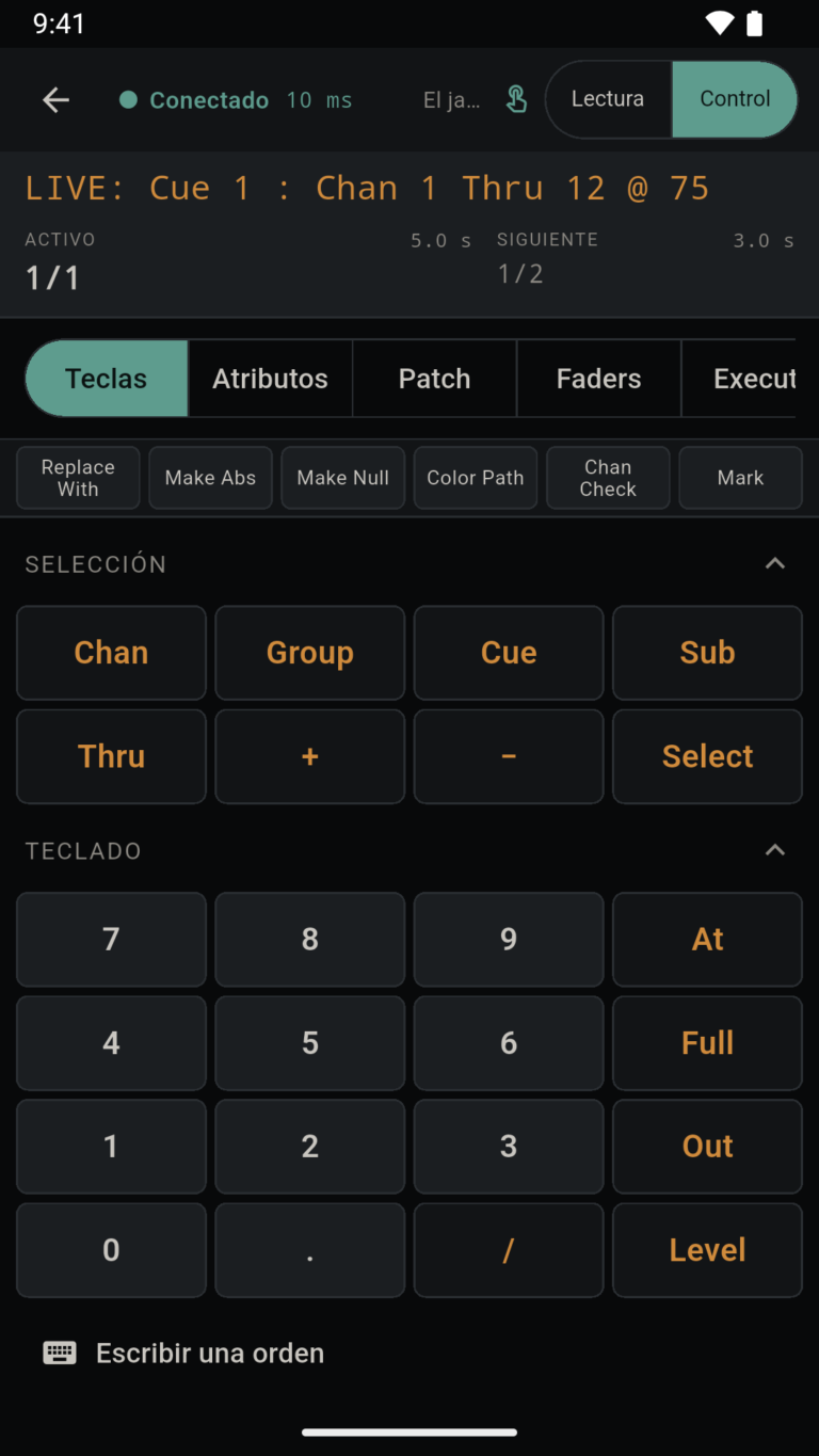 Eos · teclado y canales · Android
