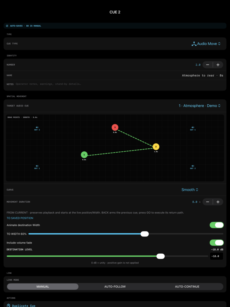 Audio Move: path, duration and fade